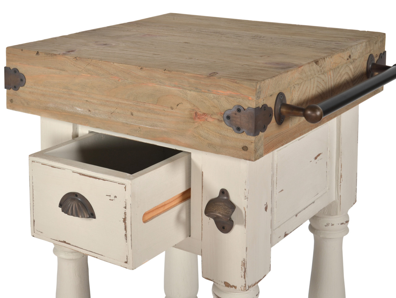 Farmhouse Island Chaulk White Work Console Small Close Up Image