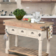 Farmhouse Island Work Console  White Chalk and Natural
