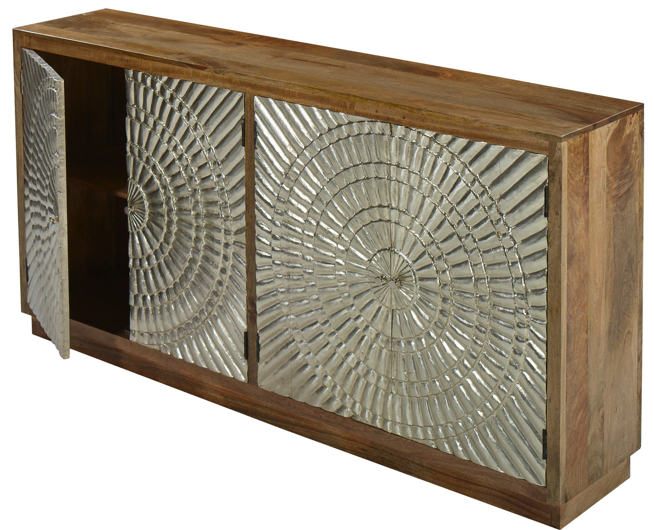 Modern Mango Aluminum Credenza 80 Inches Close Up Image