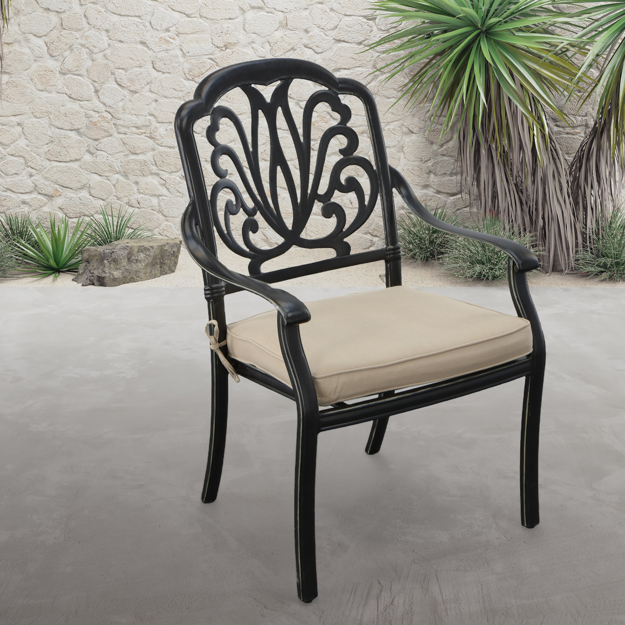 Elisabeth Aluminum Outdoor Dining Chair Plus Room Scene