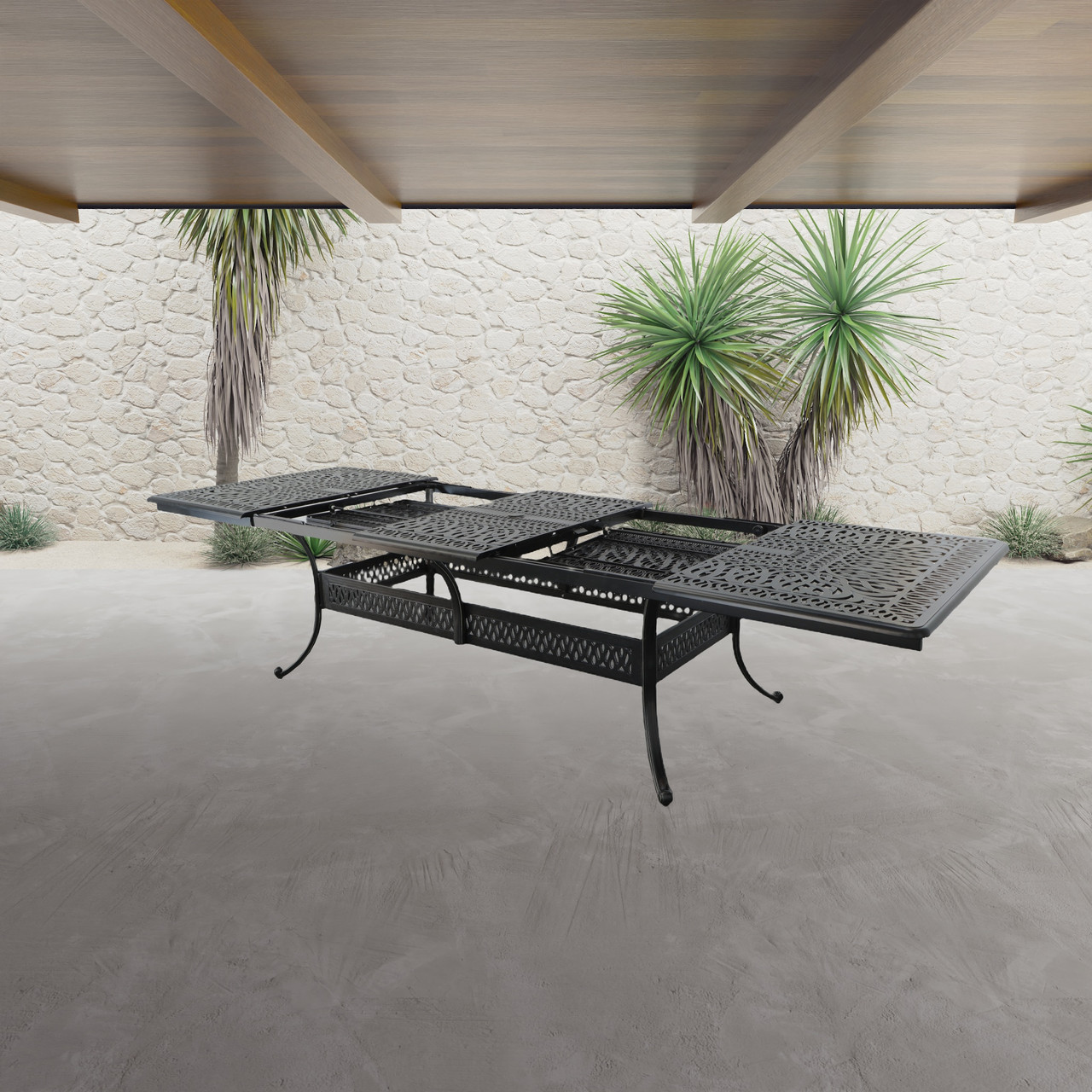 Elisabeth 132X48 Aluminum  Rectangular Extension Table Room Scene