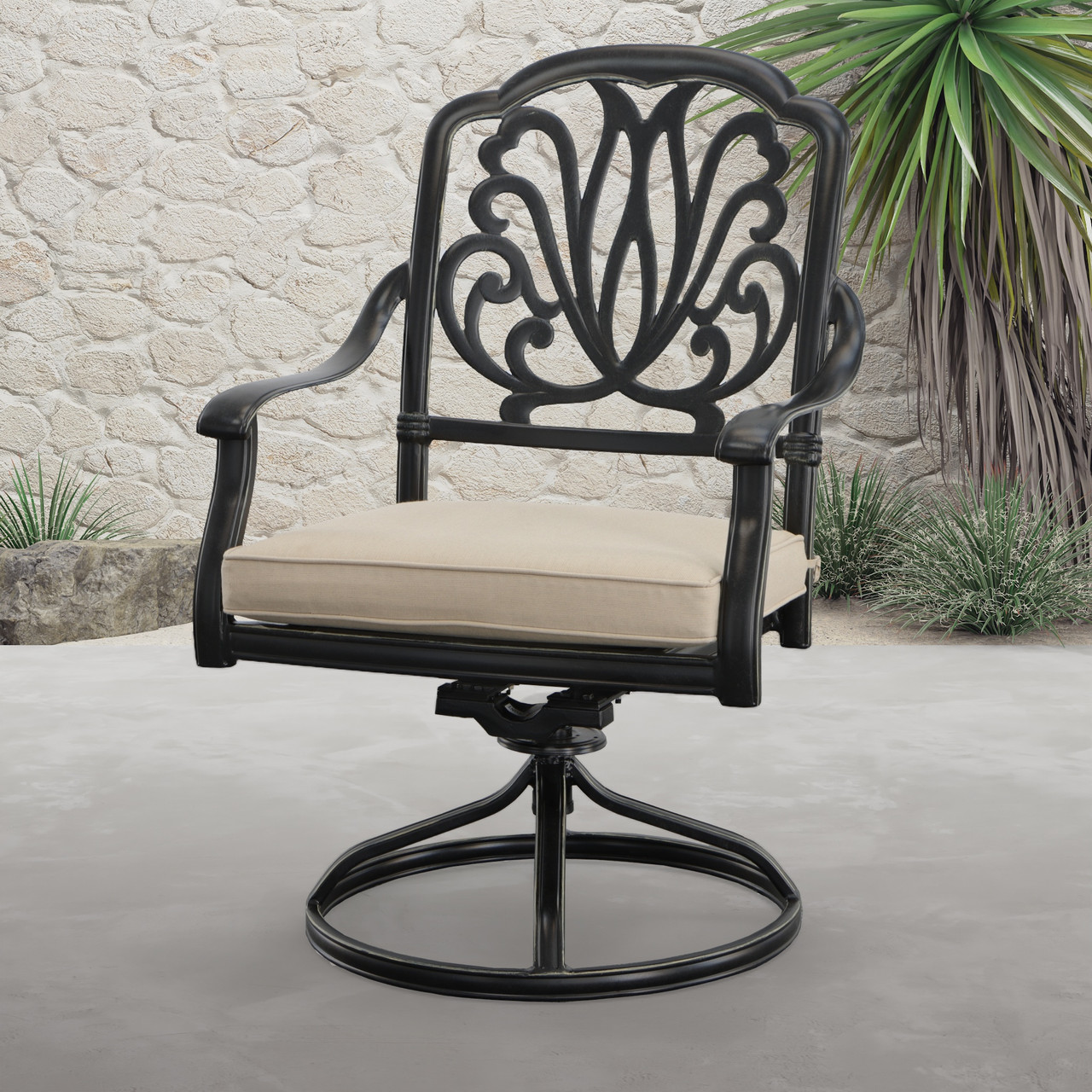 Elisabeth Aluminum Swivel Rocker Plus Room Scene