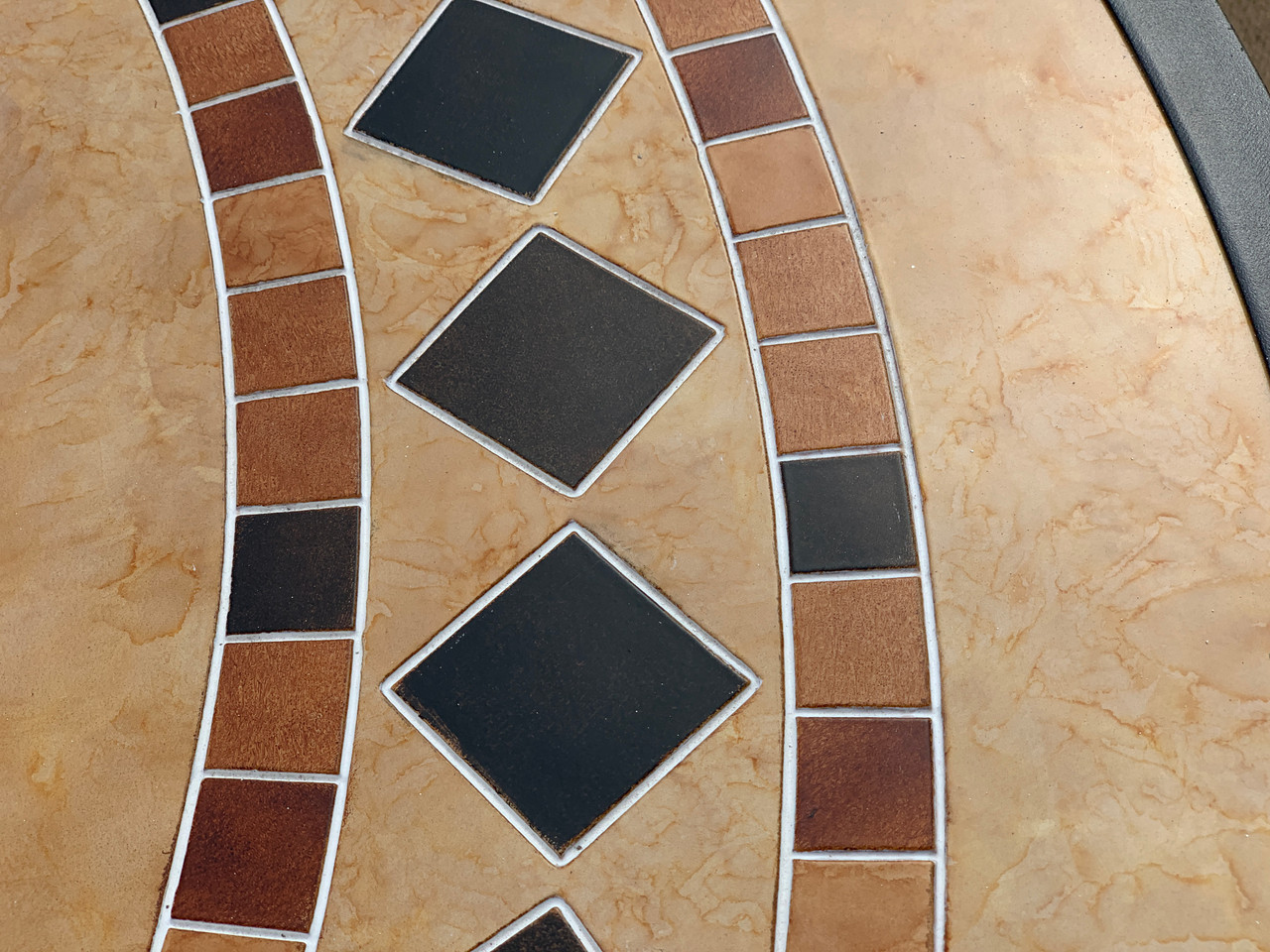 Astoria Round Tile Outdoor Coffee Table Close Up Image