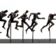 Running Men on Metal Stand Set of 2