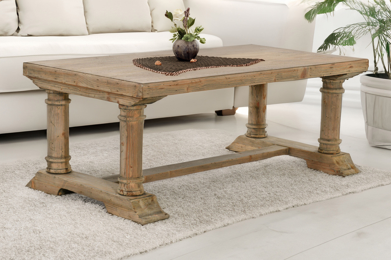 Farmhouse Reclaimed Wood Natural Coffee Cocktail Table 52.5 Inches Room Scene