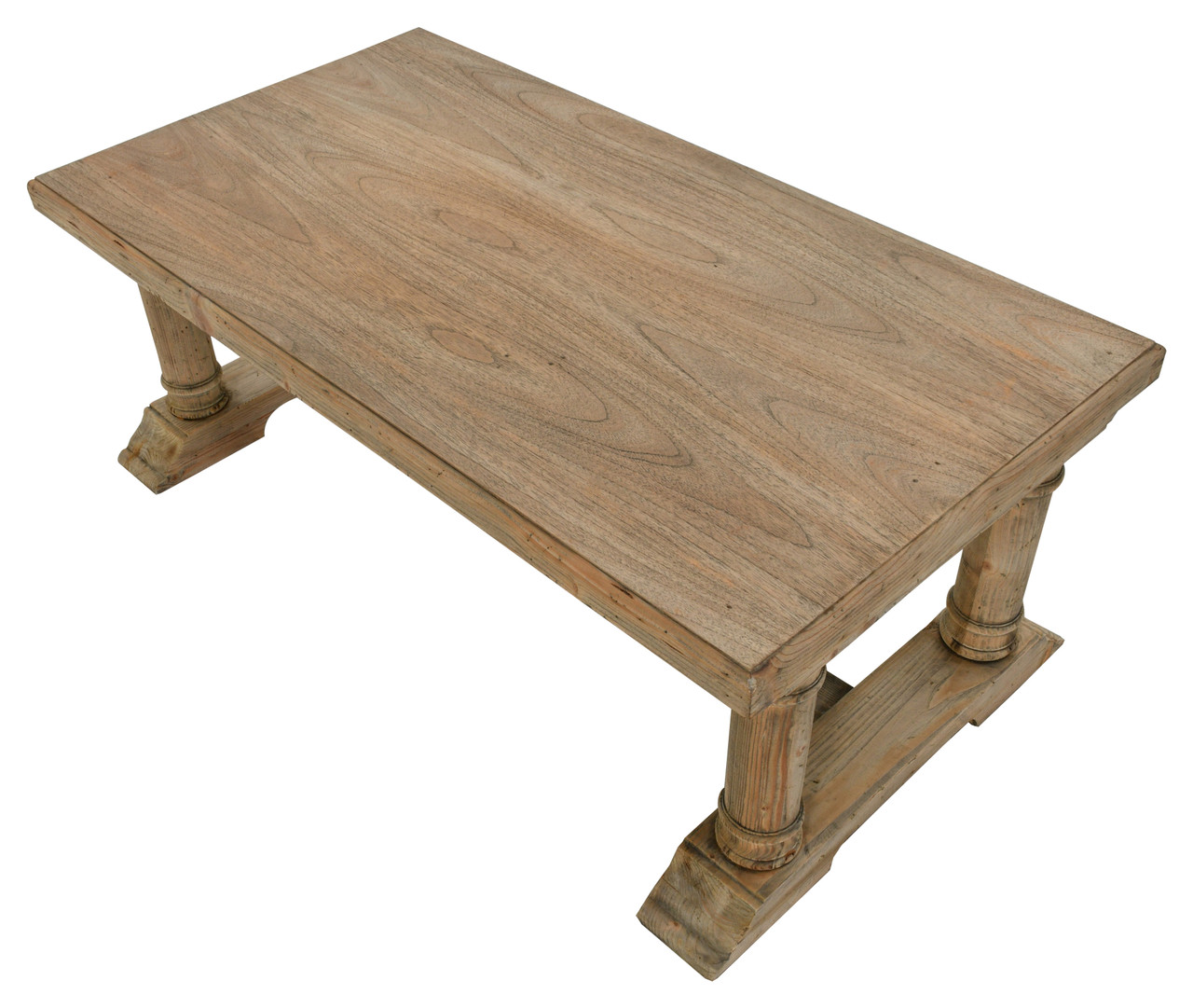 Farmhouse Reclaimed Wood Natural Coffee Cocktail Table 52.5 Inches Close Up Image