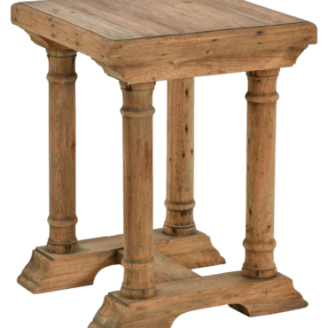 Farmhouse Wood Natural Accent Side End Table 26 Inches Tall. Room Scene