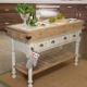 Marble Top 3 Drawer Kitchen Island In Chaulk White