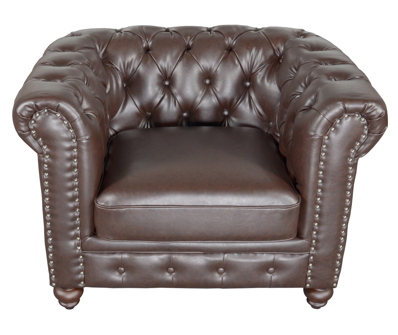 Classic Chesterfield Chair Brown Close Up Image