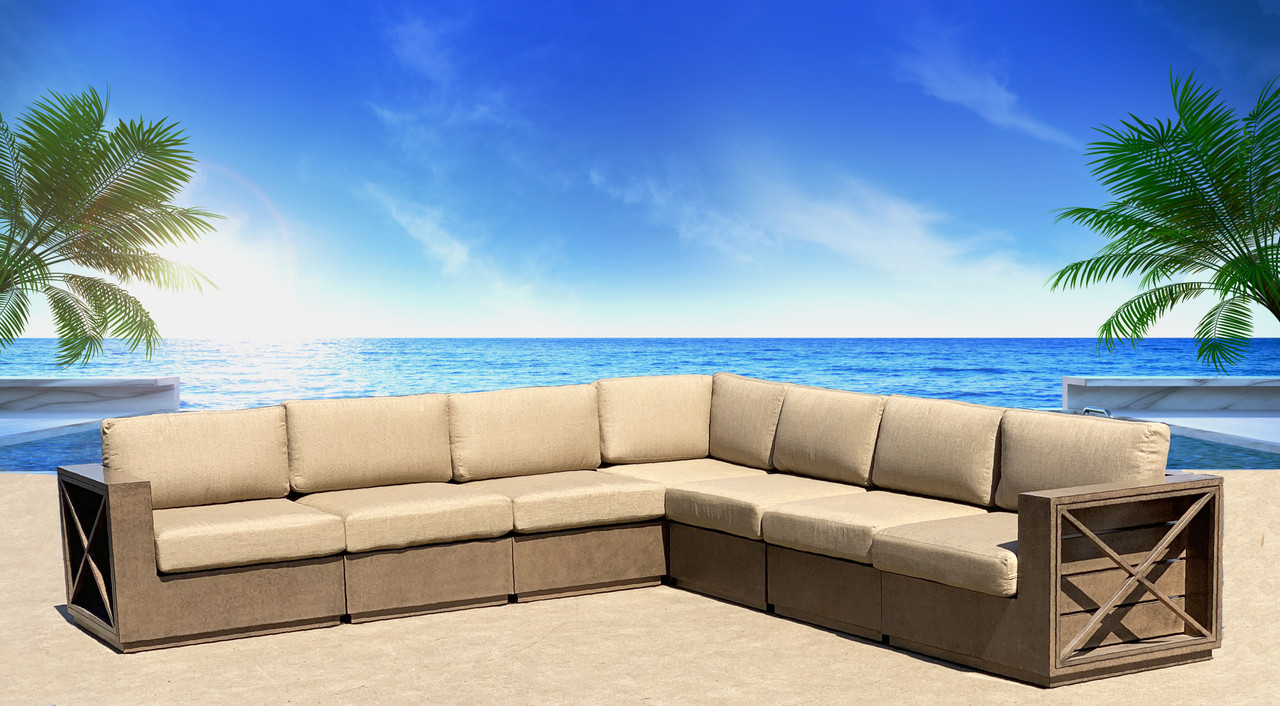 Mountain Studio  Modern Rustic Outdoor 7 Pce Sectional Sofa Set