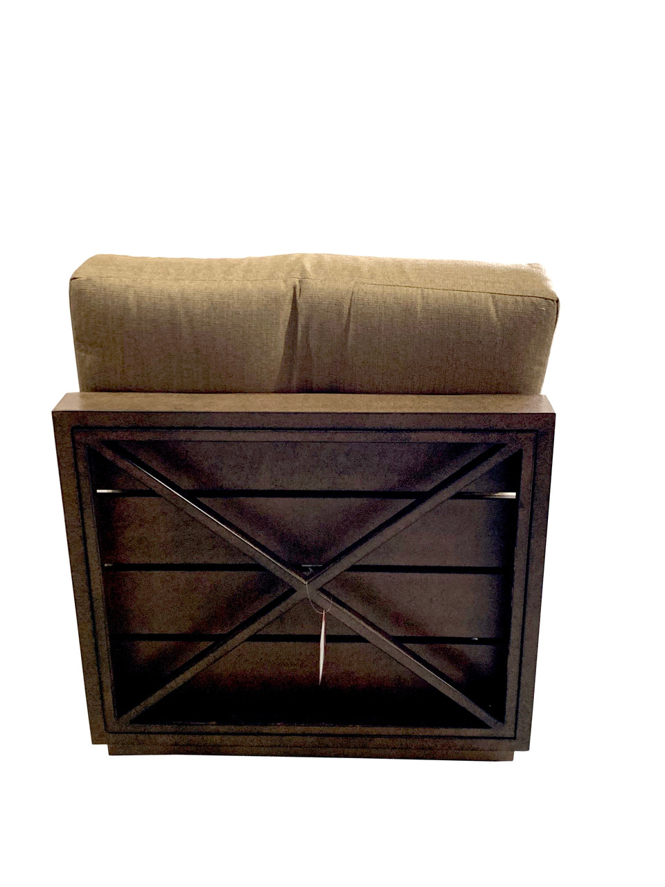 Mountain Studio Modern Rustic Outdoor Armless Single Seater with Cushion Close Up Image