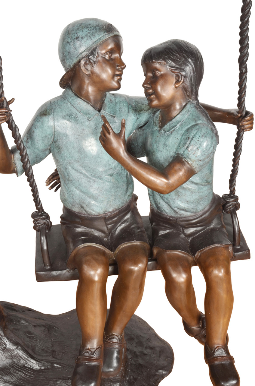 Boy and Girl on Swing Close Up Image