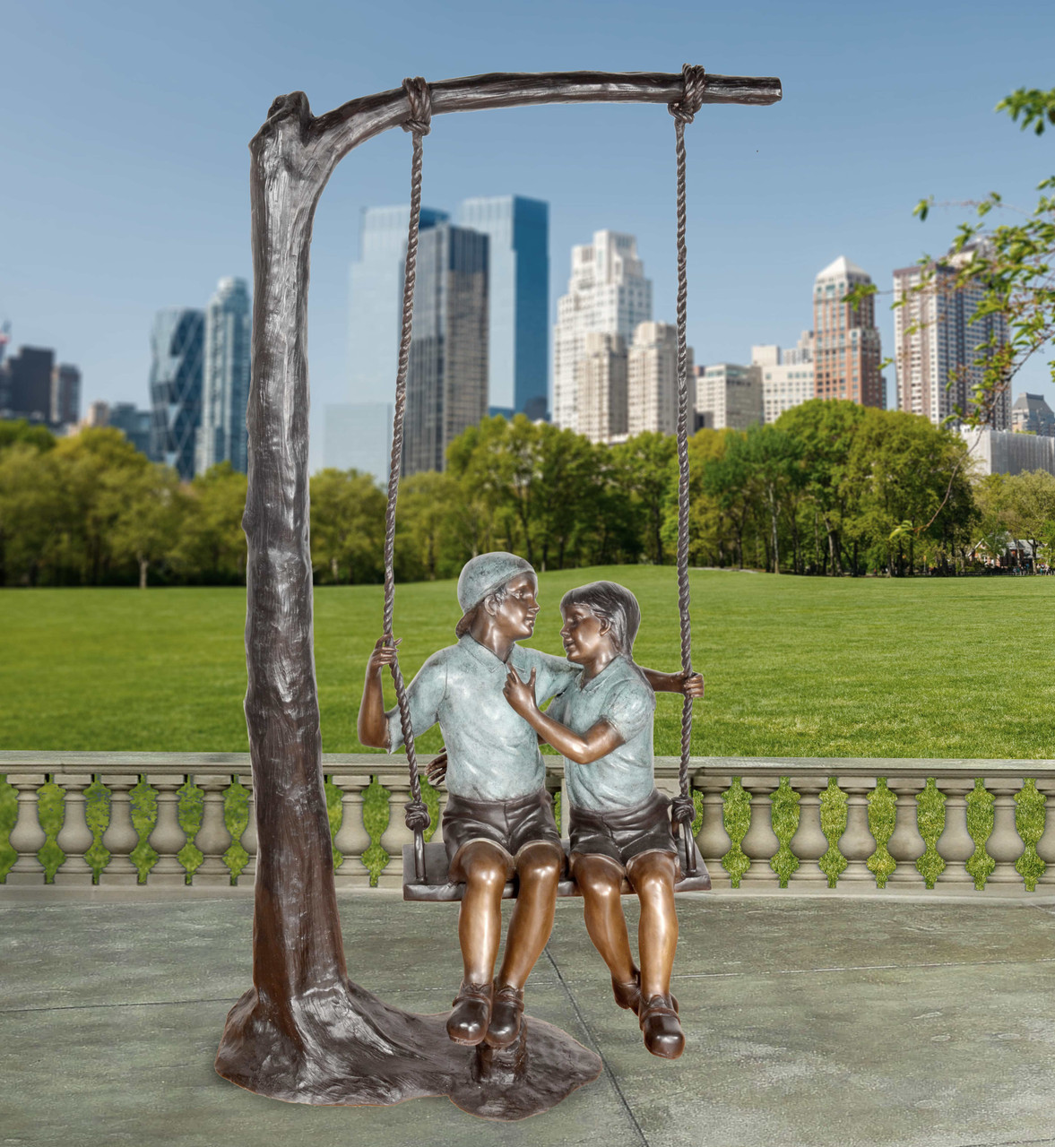 Boy and Girl on Swing