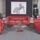 Classic Chesterfield Red Sofa Set of 3