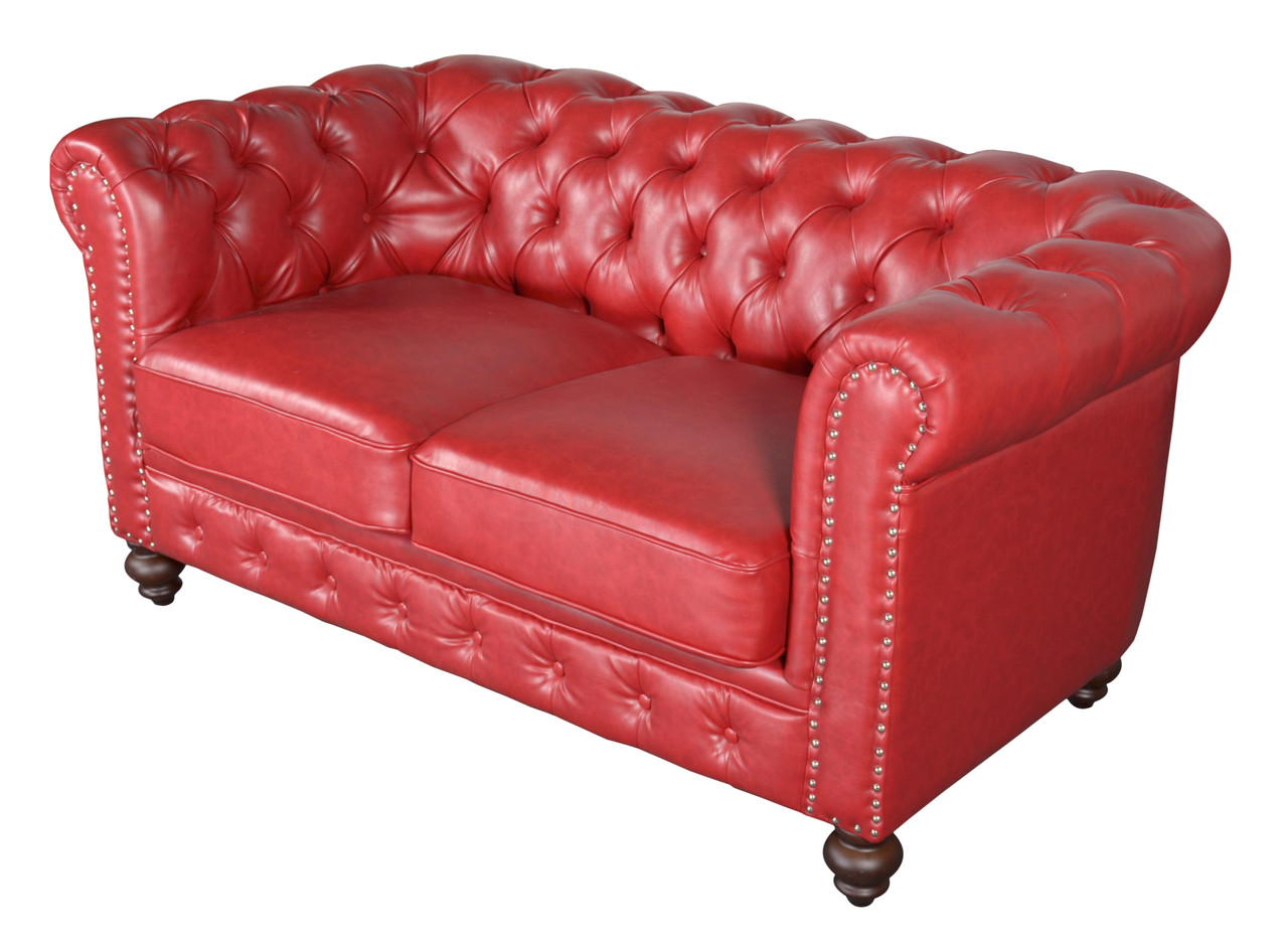 Classic Chesterfield  Loveseat Red
