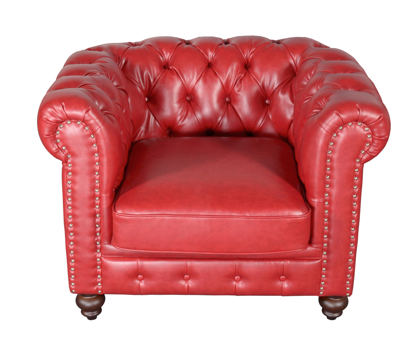 Classic Chesterfield Chair Red Close Up Image