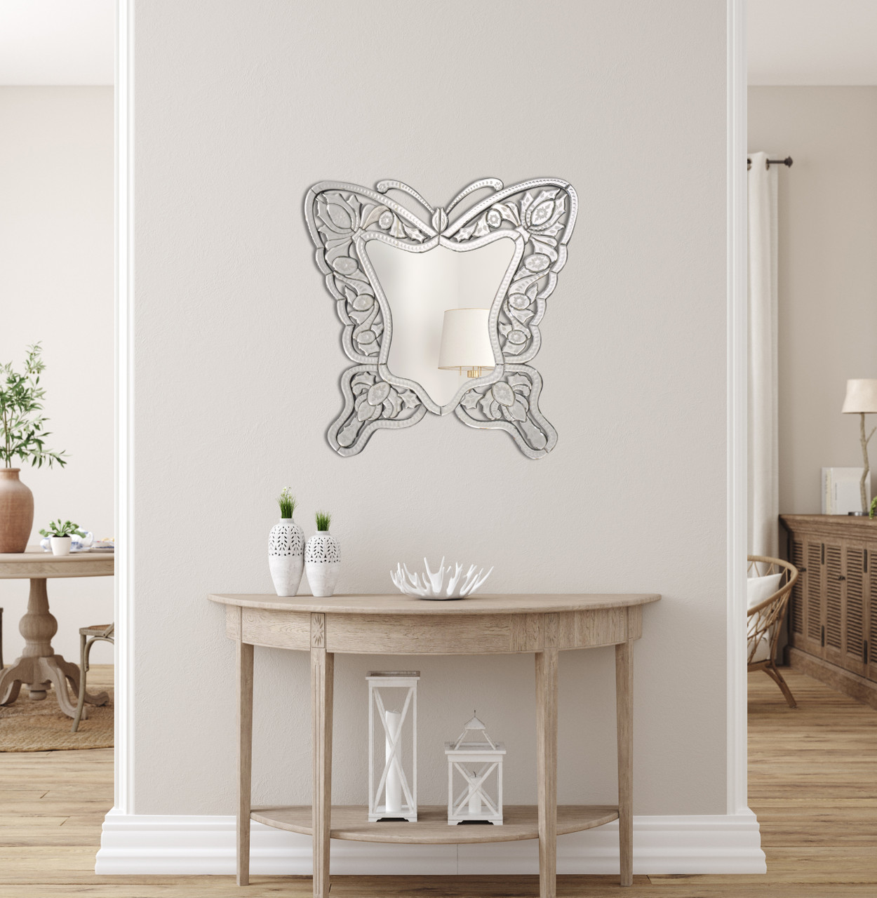 Venetian 80 Cm Butterfly Mirror Room Scene