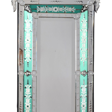 Striking Venetian Style Mirror With Seafoam Border 47.24" Tall