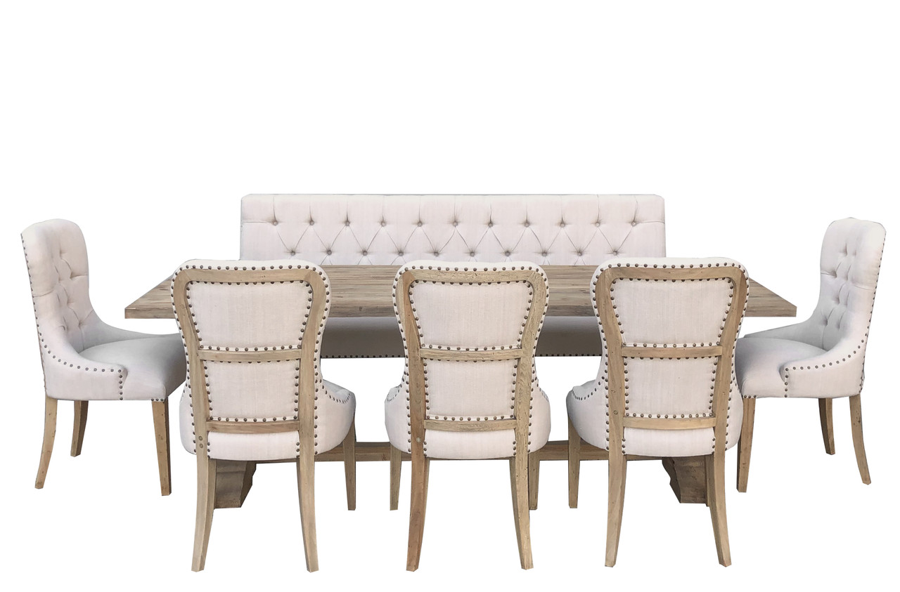 Inverness Farmhouse Bench Dining Table Set of 7 (KIT) Room Scene