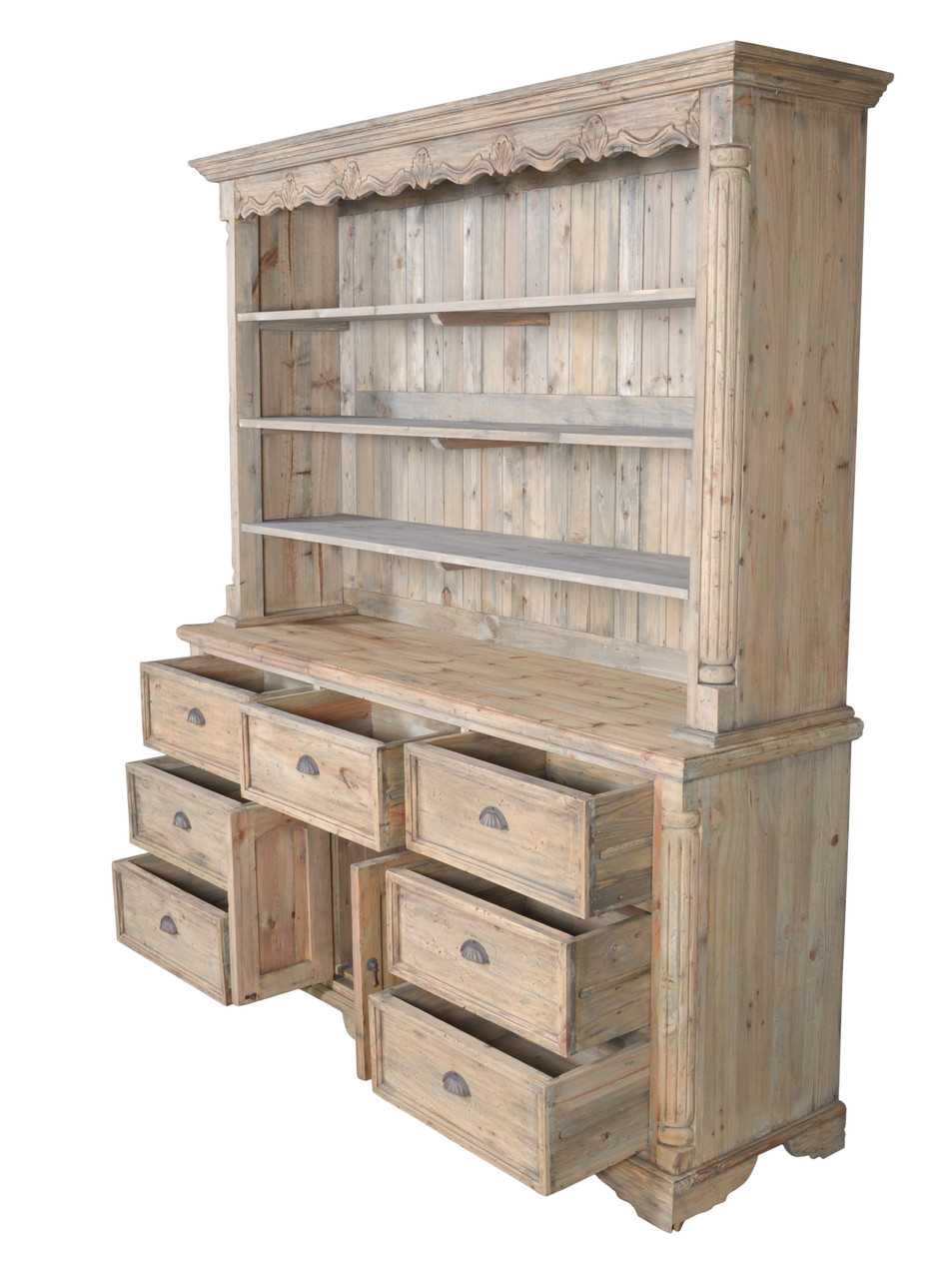 Farmhouse Cote de Azur Hutch in Natural Finish Close Up Image