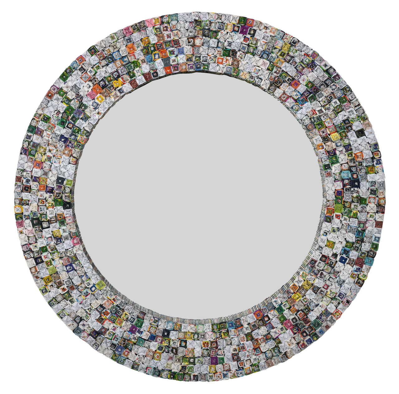 Quilled Large Pyramid Art Mirror 47" Round