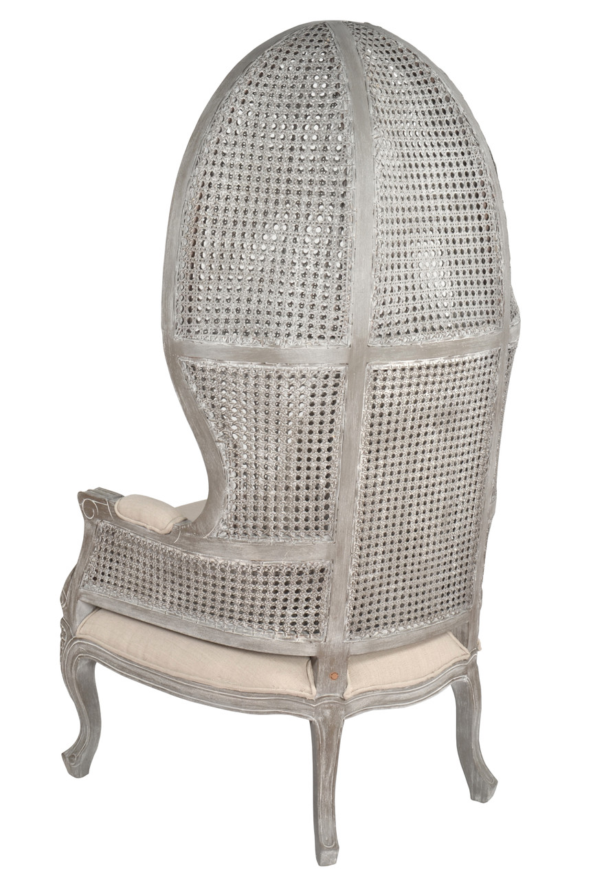 Mystique Gray Mahogany Balloon Chair Close Up Image