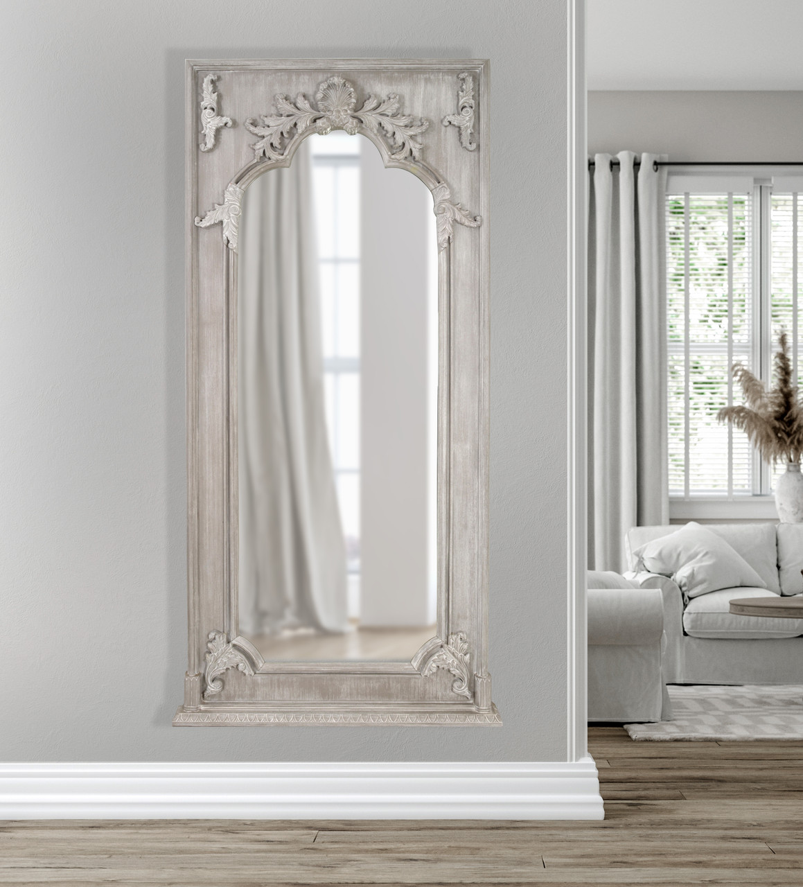 Mystique Gray Mahogany Grand Mirror Room Scene