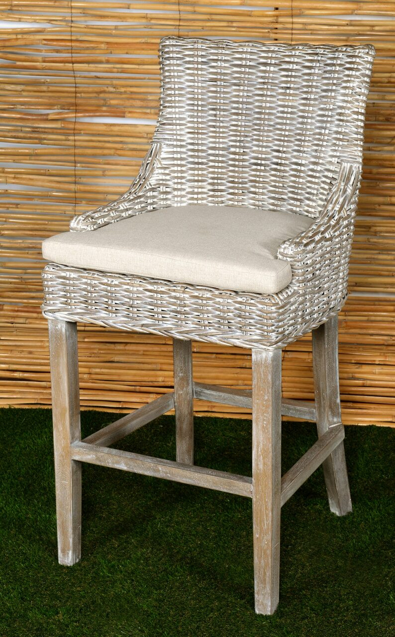 Alfresco Bar Stool Kuba Weave Savannah Wash Close Up Image