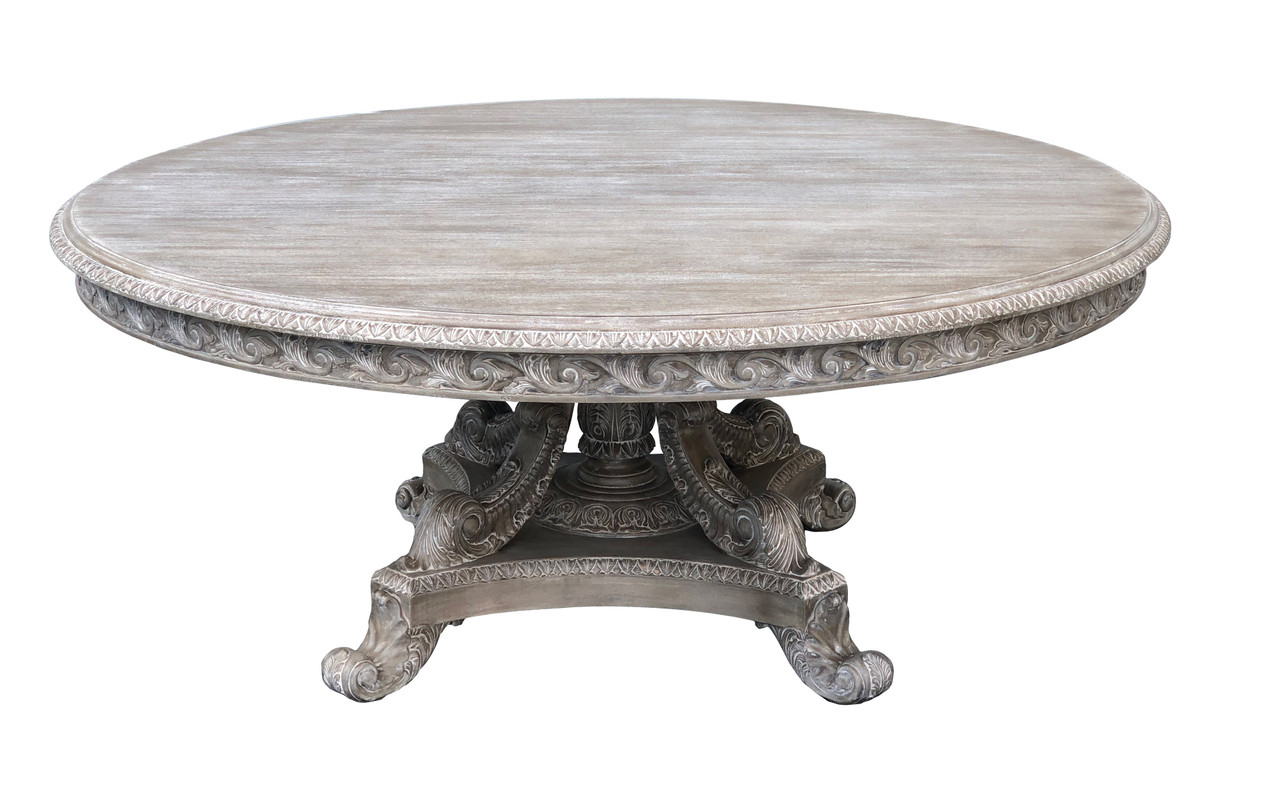 Mystique Gray Mahogany Anglia Dining Table and Chair Set of 7 Room Scene