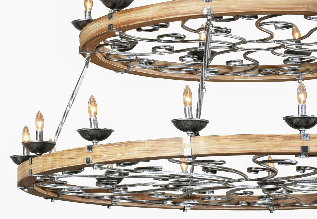 Three Tier Ridge Line 75" Chandelier Close Up Image
