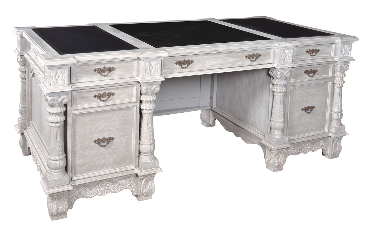 Mystique Gray Mahogany Monarch Executive Desk Room Scene