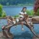 Two Kids Reading on Tree Bench