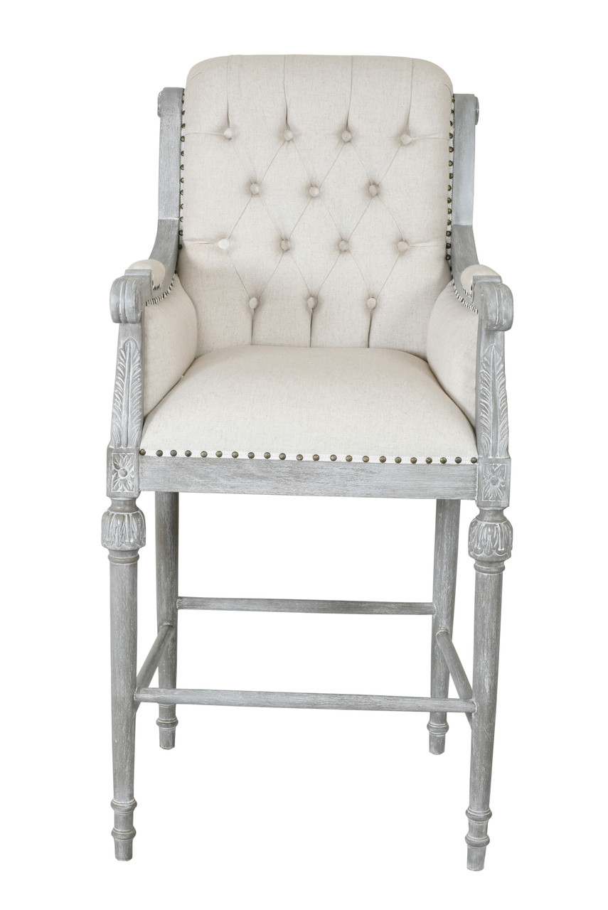Mystique Gray Continental Linen Bar Stool Room Scene
