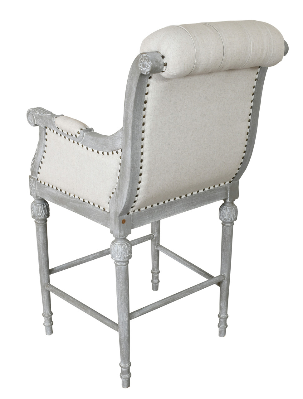 Mystique Gray Continental Linen Bar Stool Close Up Image
