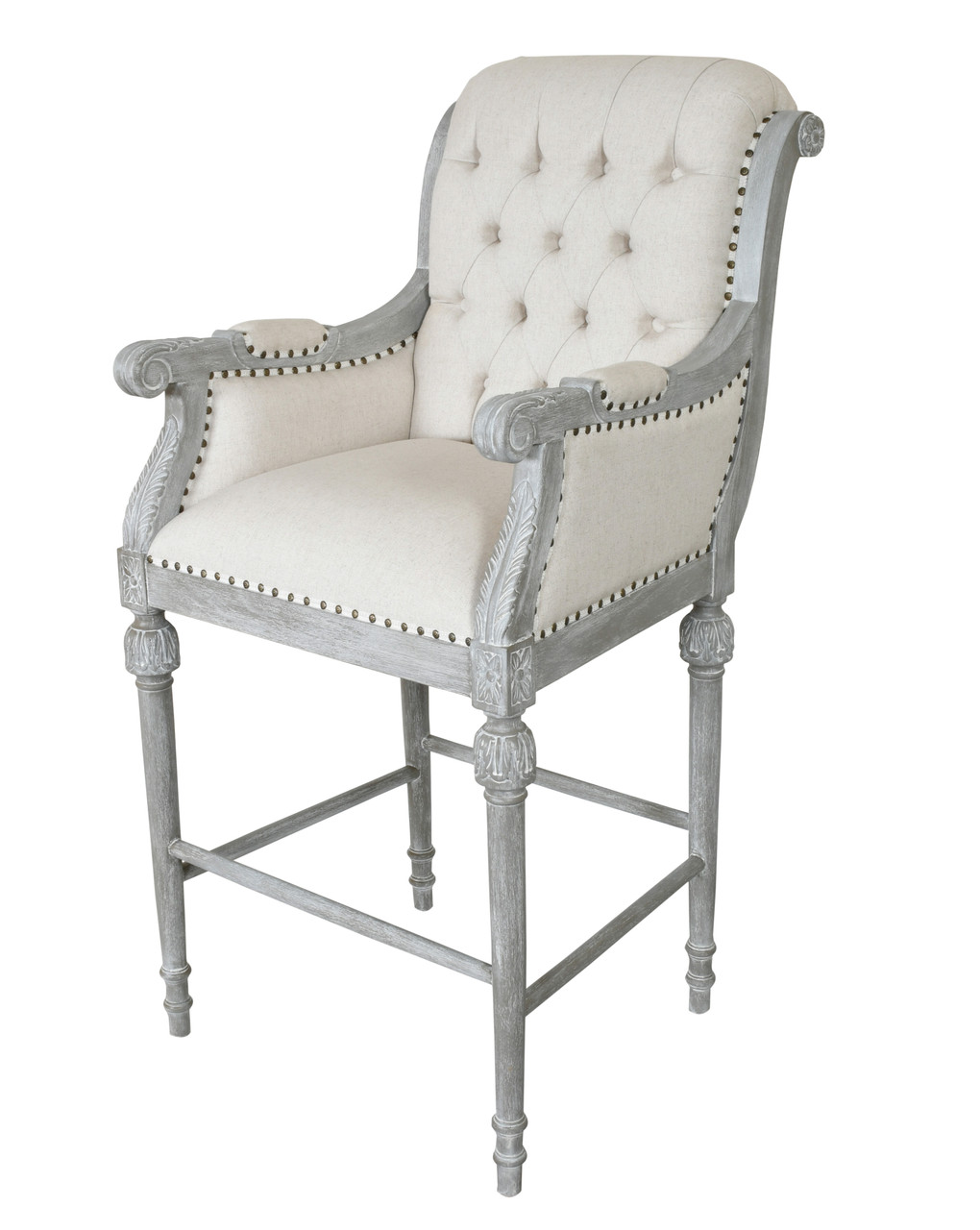 Mystique Gray Continental Linen Bar Stool