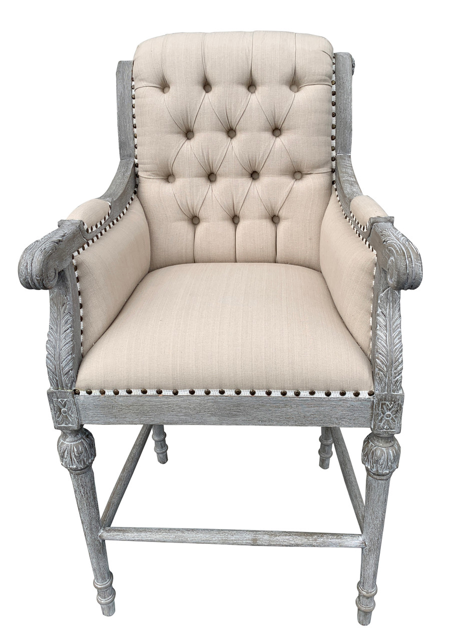 Mystique Gray Continental Linen Counter Stool Room Scene