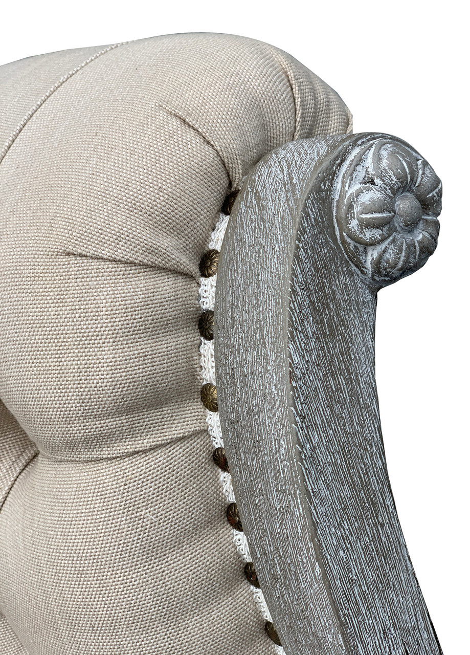 Mystique Gray Continental Linen Counter Stool Close Up Image