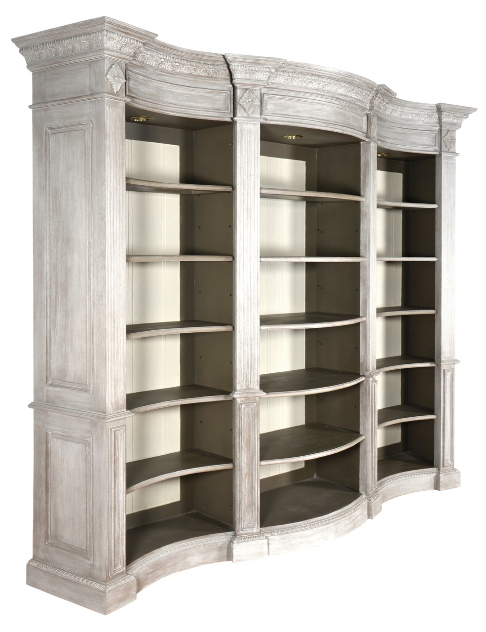 Mystique Gray Buckingham Curved Library Bookcase Close Up Image