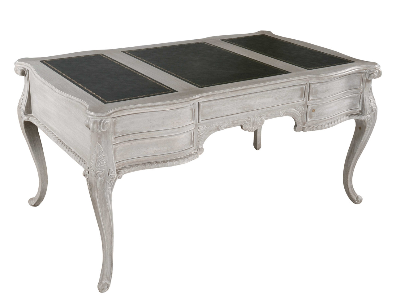 Mystique Gray Large Mahogany Writing Desk Close Up Image