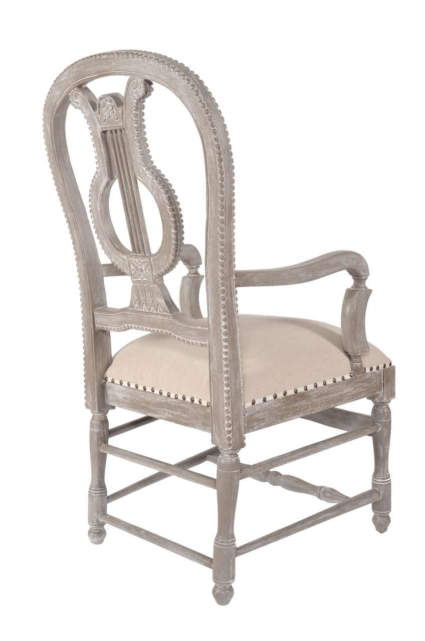 Mystique Gray Lyre Arm Chair Close Up Image