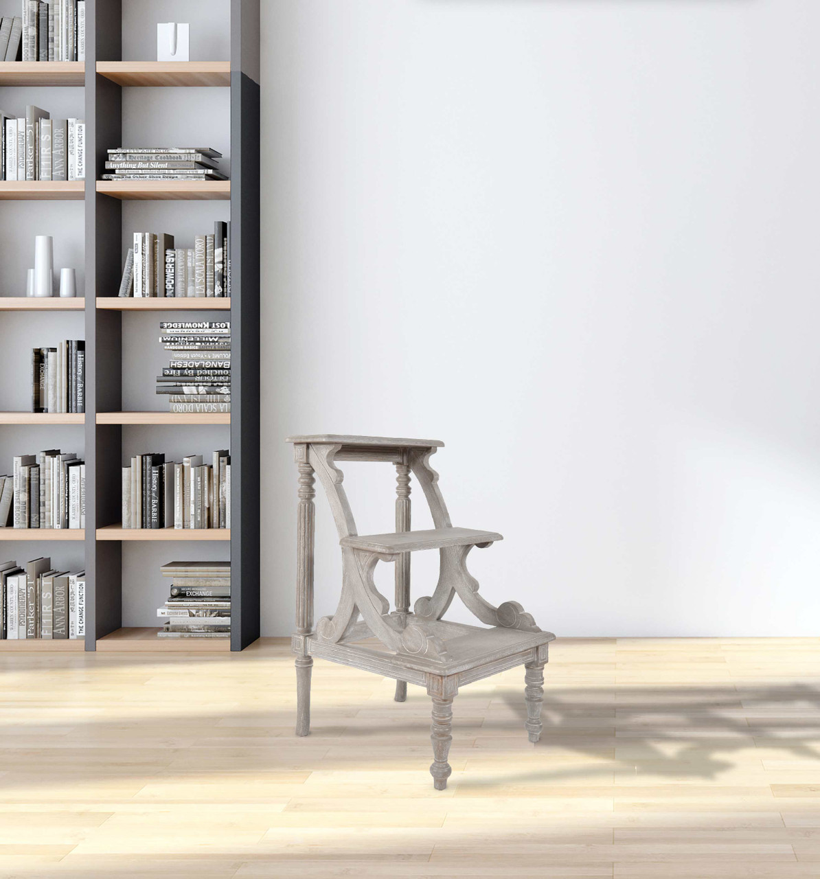 Mystique Gray Library Stepladder Room Scene