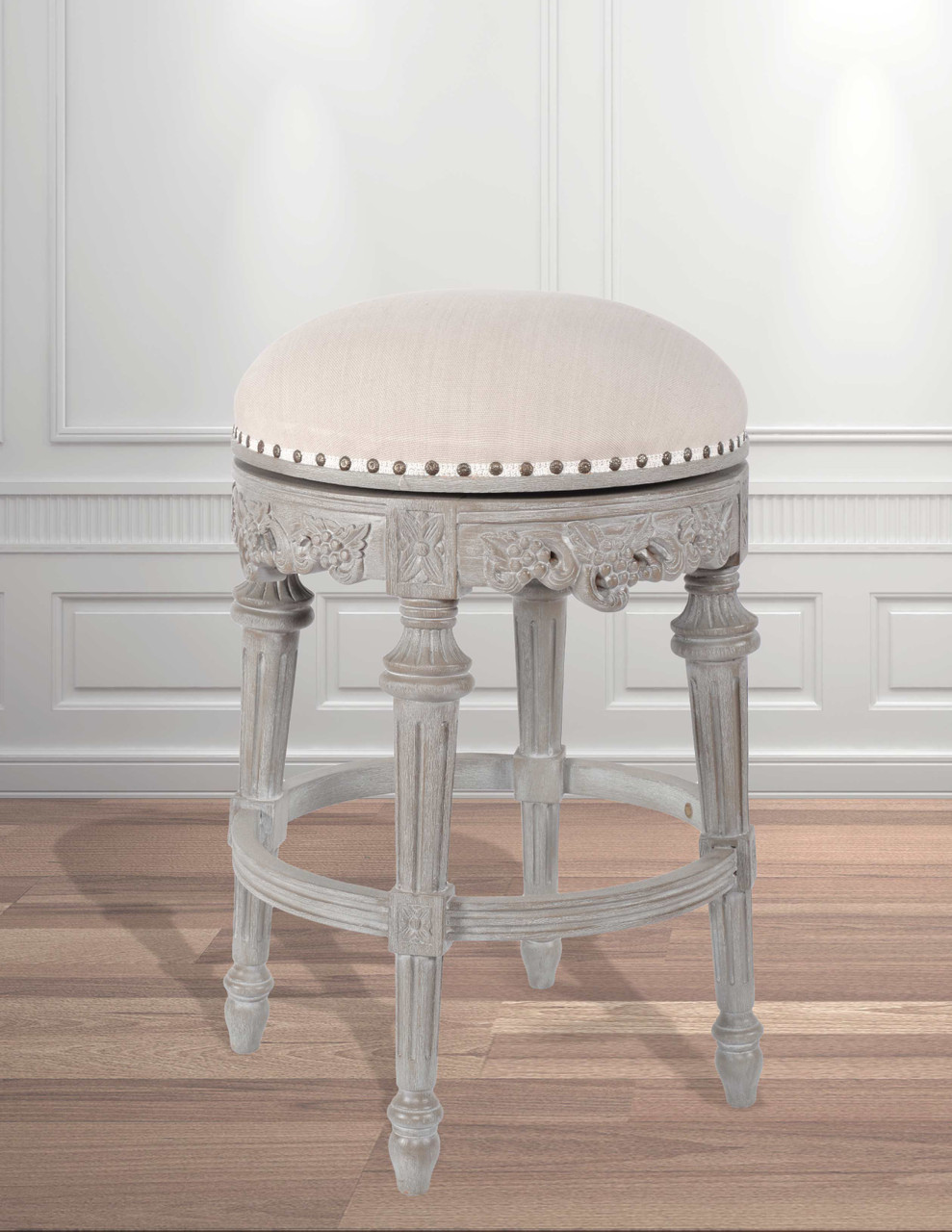 Mystique Gray Continental Swivel Counter Stool Room Scene