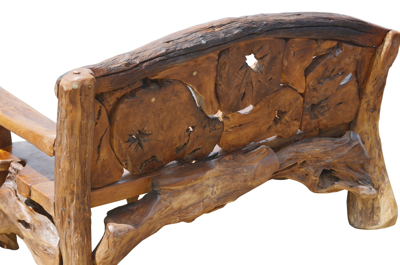 Large Teak Bench Room Scene