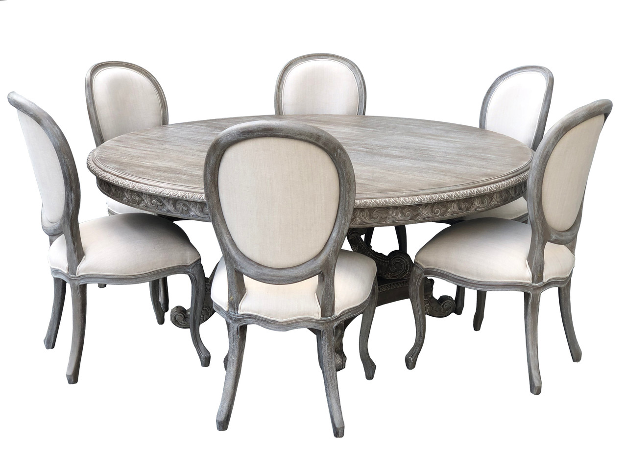 Mystique Gray Anglia 60'' Rd Table Room Scene
