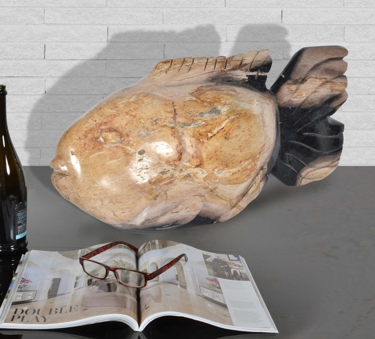 Mountain Studios Petrified Wood Fish 21 Inch Authentic Specimen Room Scene
