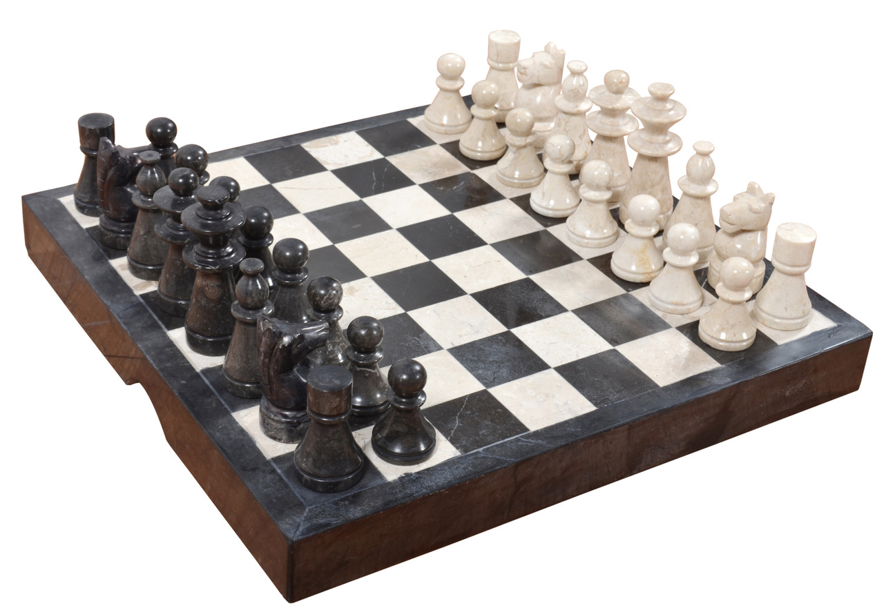 Hand Carved Marble Chess Set Room Scene