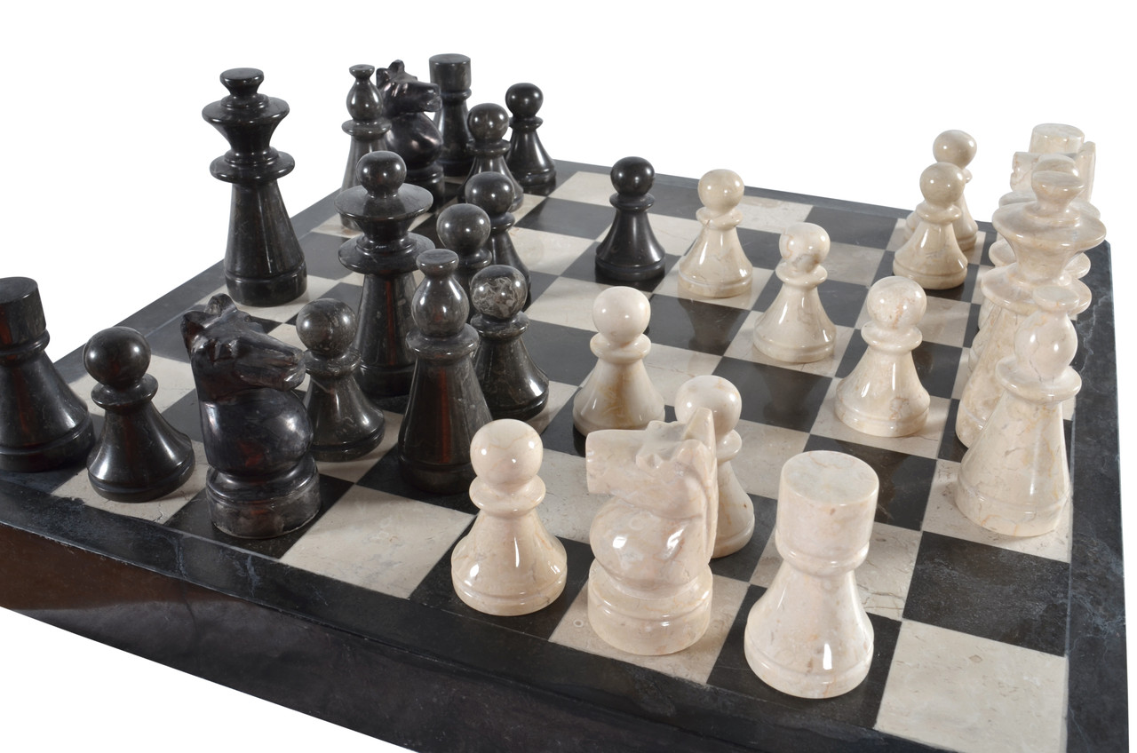 Hand Carved Marble Chess Set Close Up Image