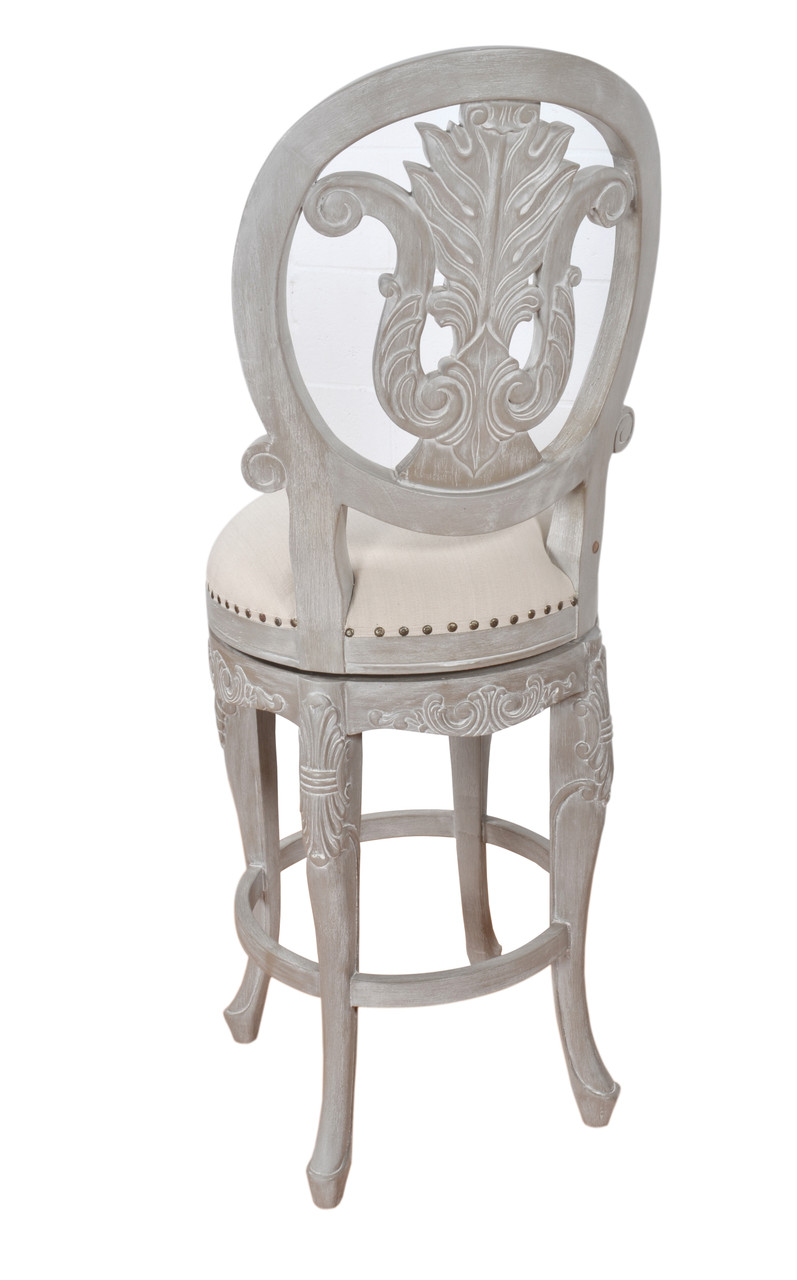 Mystique Gray Swivel Bar Stool Close Up Image