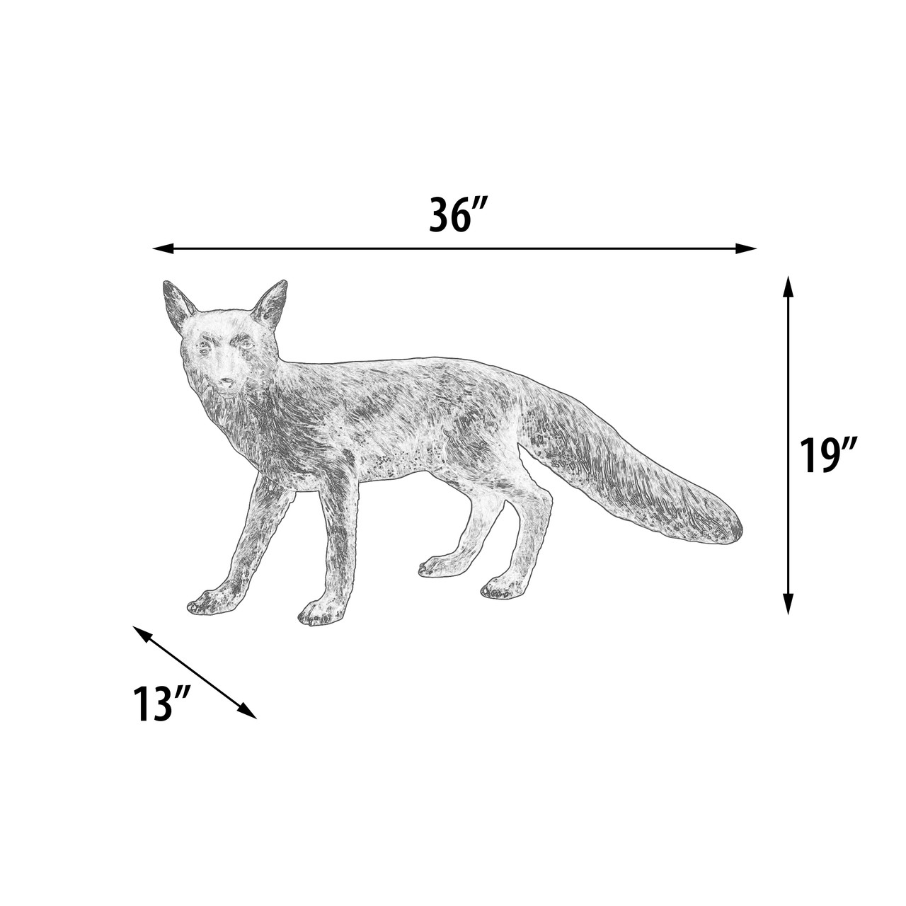 Bronze Standing Fox Special Patina 36 Inches Long Close Up Image