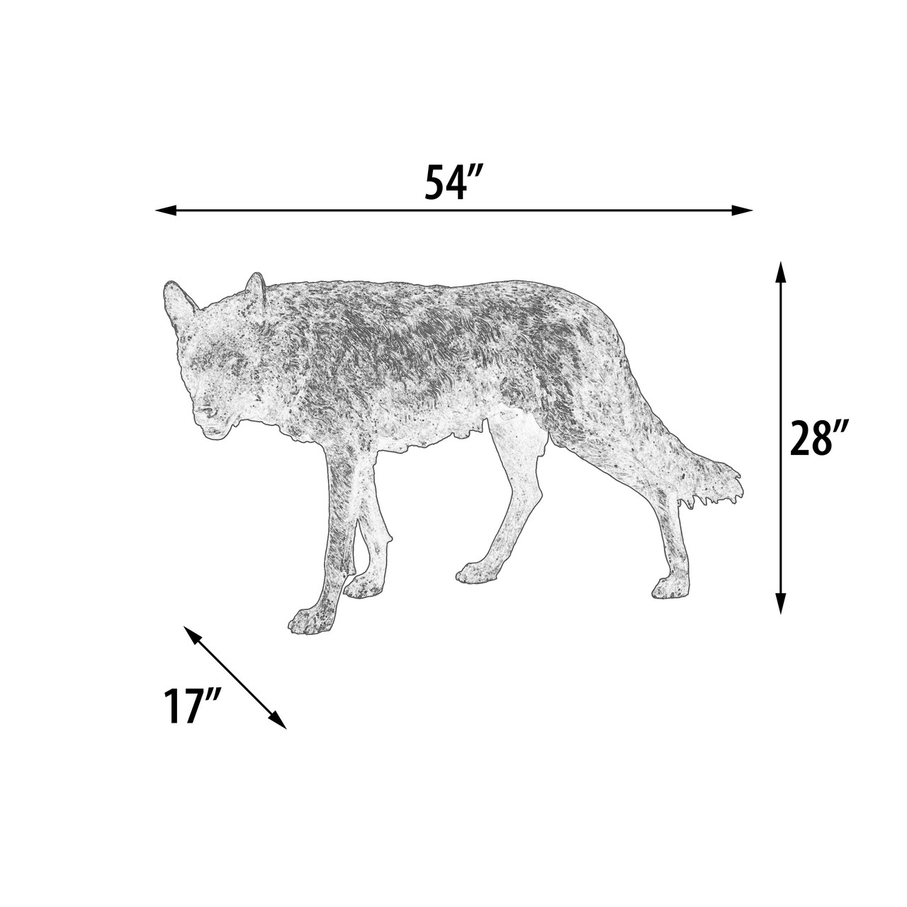 Bronze Wolf Standing 54 Inches Long Room Scene